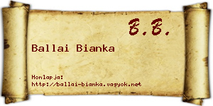 Ballai Bianka névjegykártya
